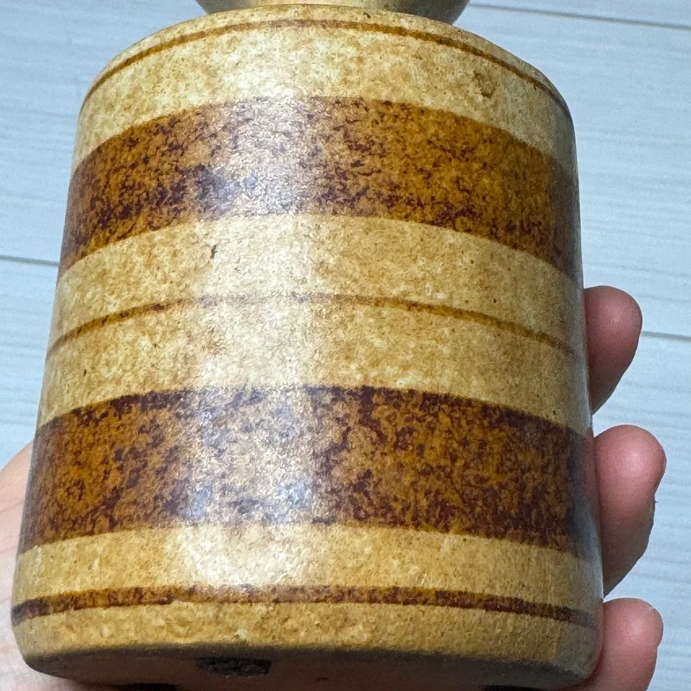 Studio Pottery Bud Vase Earth Tone Banded Stoneware Handcrafted Rustic MCM Decor